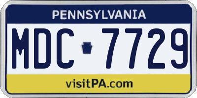 PA license plate MDC7729