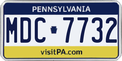 PA license plate MDC7732