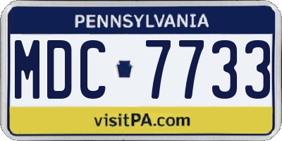 PA license plate MDC7733