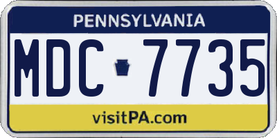 PA license plate MDC7735
