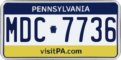 PA license plate MDC7736