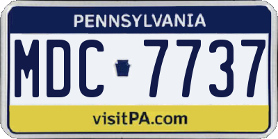 PA license plate MDC7737