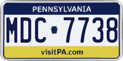 PA license plate MDC7738
