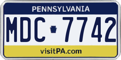 PA license plate MDC7742