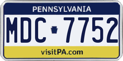 PA license plate MDC7752