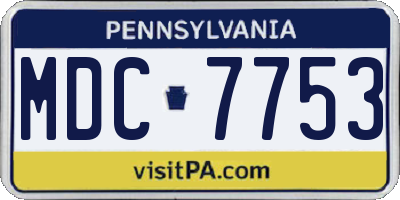 PA license plate MDC7753