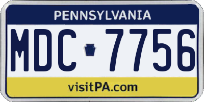 PA license plate MDC7756