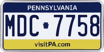 PA license plate MDC7758