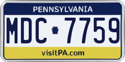 PA license plate MDC7759