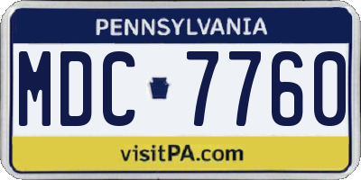 PA license plate MDC7760