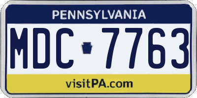PA license plate MDC7763