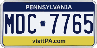 PA license plate MDC7765