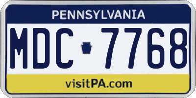 PA license plate MDC7768