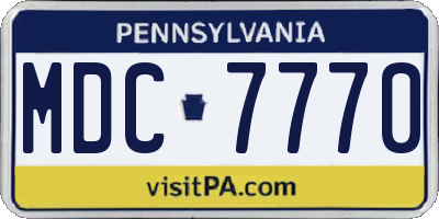 PA license plate MDC7770
