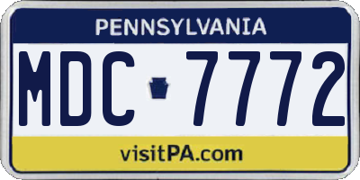 PA license plate MDC7772