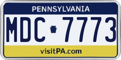 PA license plate MDC7773