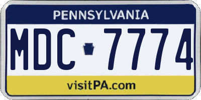 PA license plate MDC7774