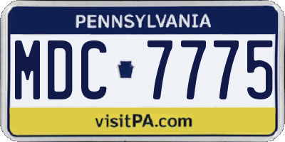 PA license plate MDC7775