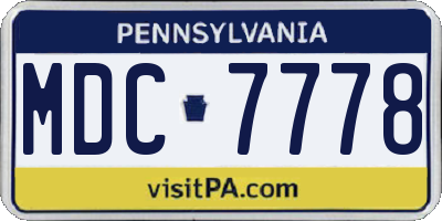 PA license plate MDC7778