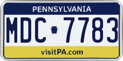 PA license plate MDC7783