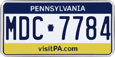 PA license plate MDC7784