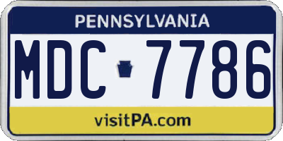 PA license plate MDC7786