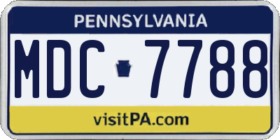 PA license plate MDC7788
