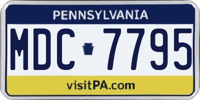 PA license plate MDC7795