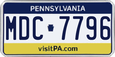 PA license plate MDC7796