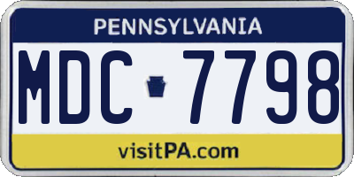 PA license plate MDC7798