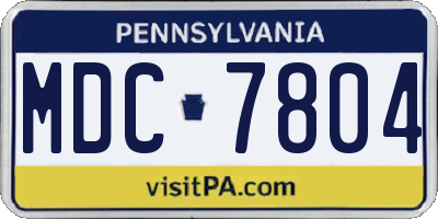 PA license plate MDC7804