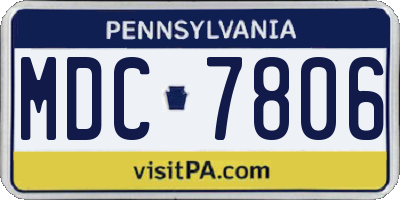 PA license plate MDC7806