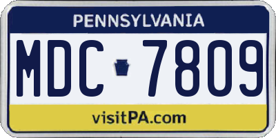 PA license plate MDC7809