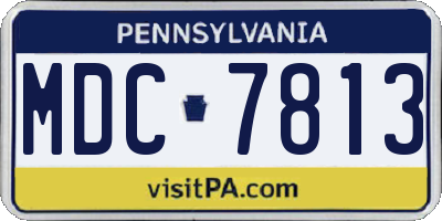 PA license plate MDC7813