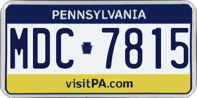PA license plate MDC7815