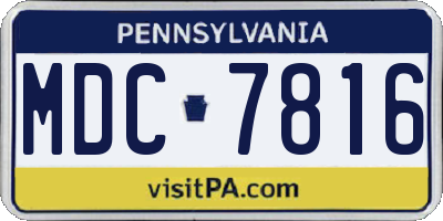 PA license plate MDC7816