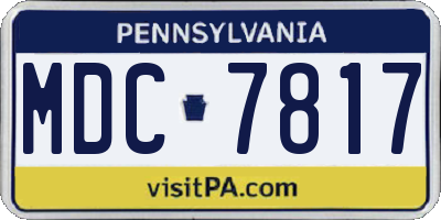 PA license plate MDC7817