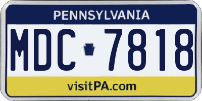 PA license plate MDC7818