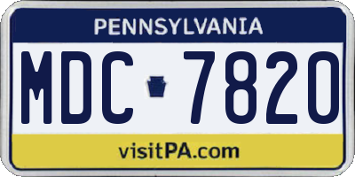 PA license plate MDC7820