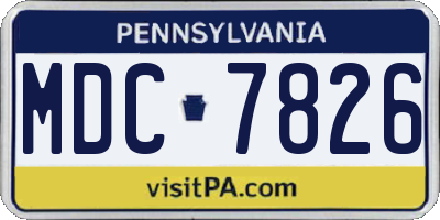 PA license plate MDC7826