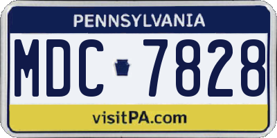 PA license plate MDC7828