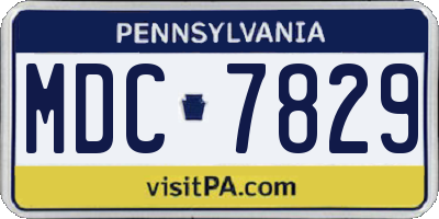 PA license plate MDC7829