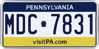 PA license plate MDC7831