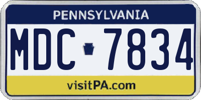 PA license plate MDC7834