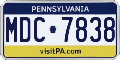 PA license plate MDC7838