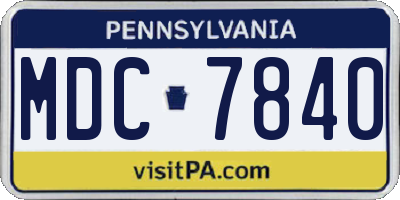 PA license plate MDC7840