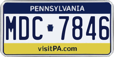 PA license plate MDC7846