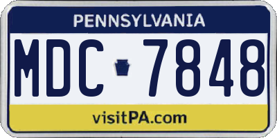 PA license plate MDC7848