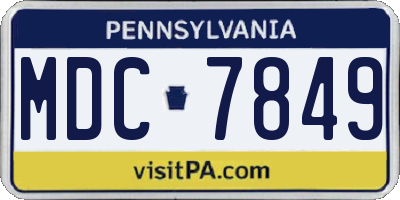 PA license plate MDC7849
