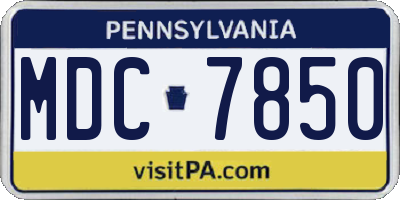 PA license plate MDC7850